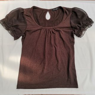 イング(INGNI)の【USED】美品☆INGNIトップス☆3段フリル袖☆ブラウン☆M☆XXX-65(カットソー(半袖/袖なし))