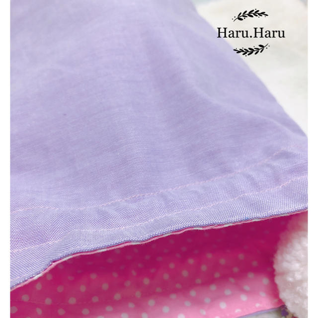 ゆめかわいい うさ耳 巾着袋 給食袋 コップ入れ 紫 ハンドメイドのキッズ/ベビー(バッグ/レッスンバッグ)の商品写真