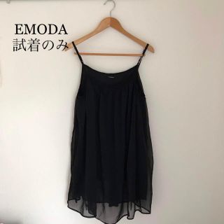 エモダ(EMODA)のレディース シースルー キャミ ワンピース 無地 黒 レース EMODA(ミニワンピース)