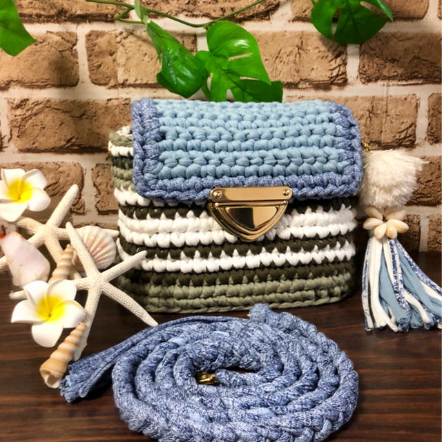 差込鍵×ライトデニム フックドゥ ズパゲッティ ショルダー バッグ