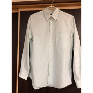 イネド(INED)の【イネド・日本製】ワイシャツ　Ｙシャツ　白×薄緑　ギンガムチェック　Ｌ(シャツ)