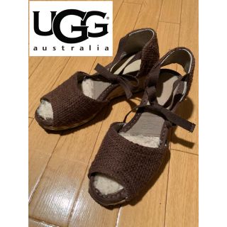 アグ(UGG)のUGG アグ シープスキン リボン サンダル ウェッジソール 23.0cm(サンダル)