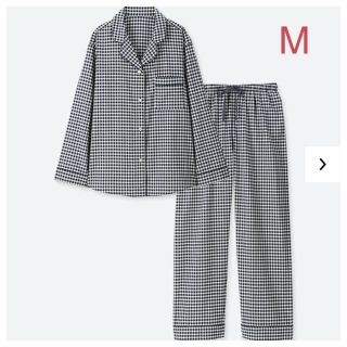 ユニクロ(UNIQLO)のユニクロ コットン パジャマ チェック Mサイズ／ネイビー 新品タグ付き！(パジャマ)