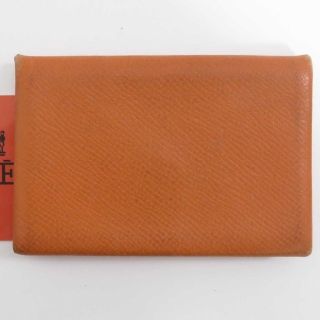 エルメス(Hermes)のsale美品★エルメス カルヴィ 名刺入れ カードケース □K オレンジ(名刺入れ/定期入れ)