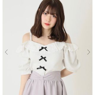 アンクルージュ(Ank Rouge)のAnk Rouge☆新品☆最新☆オフショルレーストップス☆アイボリー☆(カットソー(半袖/袖なし))