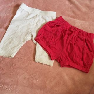 ベビーギャップ(babyGAP)のショートパンツ ズボン 薄い 夏 女の子 白 セット ピンク ホワイト 80(パンツ)