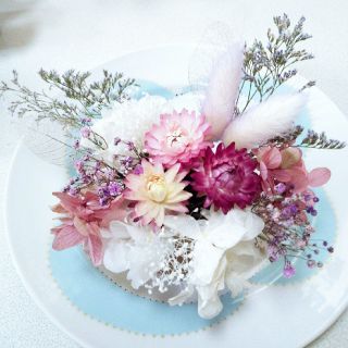 【値下げ】結婚式 髪飾り 花 ドライフラワー(ヘッドドレス/ドレス)