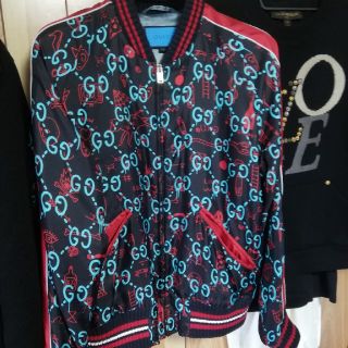 グッチ(Gucci)のグッチ シルク ボンバー ジャケット GUCCI スウェット パーカー シャツ(ブルゾン)