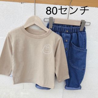 プティマイン(petit main)のチャーリーブラウン  長袖 Tシャツ 80センチ(Ｔシャツ)