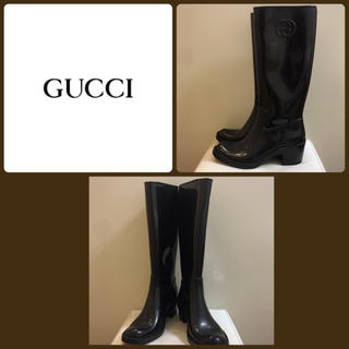 グッチ(Gucci)のGUCCI ブラックレインブーツ(レインブーツ/長靴)