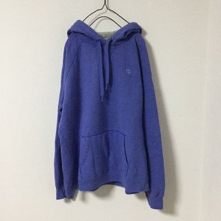 チャンピオン(Champion)のChampion パーカー プルオーバー ブルー 刺繍ロゴ フード 古着 (パーカー)