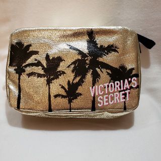 ヴィクトリアズシークレット(Victoria's Secret)のヴィクトリアシークレット☆パーム柄トラベルケースクラッチ☆ゴールド新品(ポーチ)