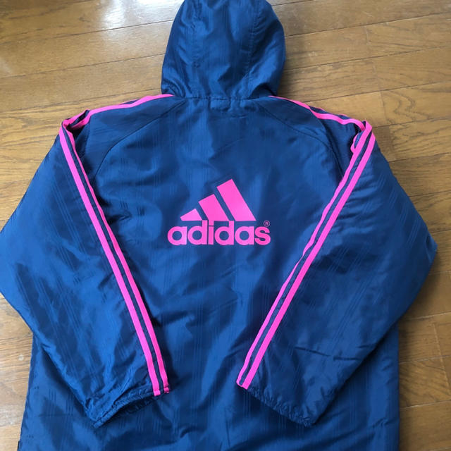 adidas♡ベンチコート♡ロングコート♡防寒着♡アディダス♡ネイビー×ピンク♡