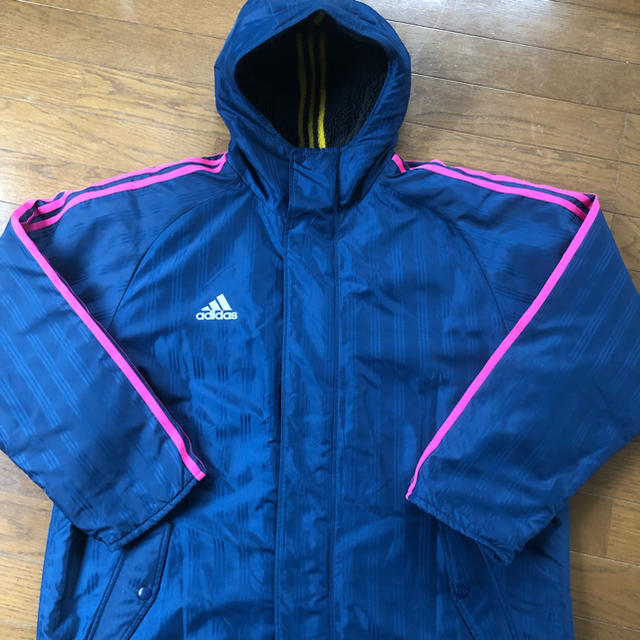 adidas♡ベンチコート♡ロングコート♡防寒着♡アディダス♡ネイビー×ピンク♡