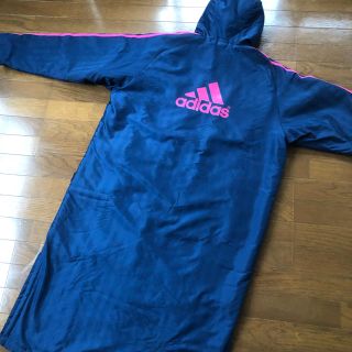 アディダス(adidas)のadidas♡ベンチコート♡ロングコート♡防寒着♡アディダス♡ネイビー×ピンク♡(ウェア)