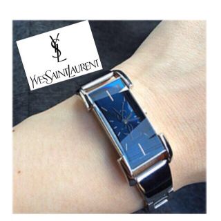 サンローラン(Saint Laurent)の美品YSLサファイアブルーカーブガラス(腕時計)