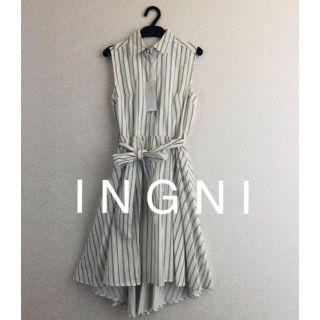 イング(INGNI)の新品★ I N G N Iイング★サッシュ付ストライプシャツ／ＯＰ(ひざ丈ワンピース)