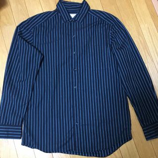 ユナイテッドアローズグリーンレーベルリラクシング(UNITED ARROWS green label relaxing)のgreen label Relaxing 黒地水色ラインの長袖シャツ Ｍ(シャツ)