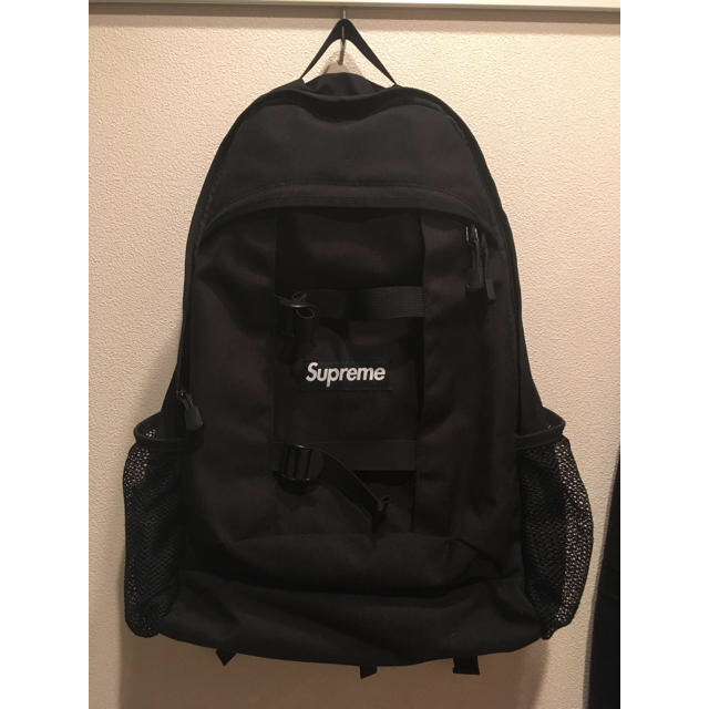 14SS SUPREME Logo Backpack BLACK 黒