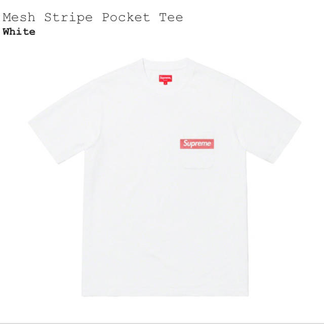 White白SIZEsupreme Mesh Stripe Pocket Tee メッシュ M