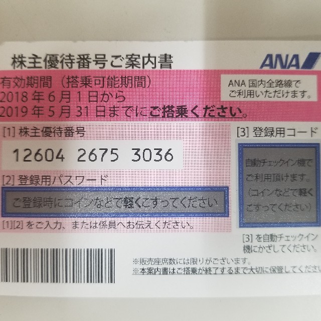 ANA(全日本空輸)(エーエヌエー(ゼンニッポンクウユ))のANA 株主優待券 チケットの優待券/割引券(その他)の商品写真