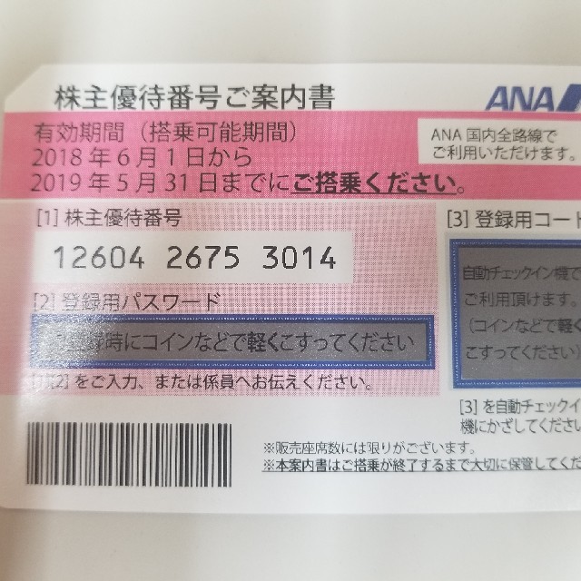 ANA(全日本空輸)(エーエヌエー(ゼンニッポンクウユ))のANA　株主優待券 チケットの優待券/割引券(その他)の商品写真