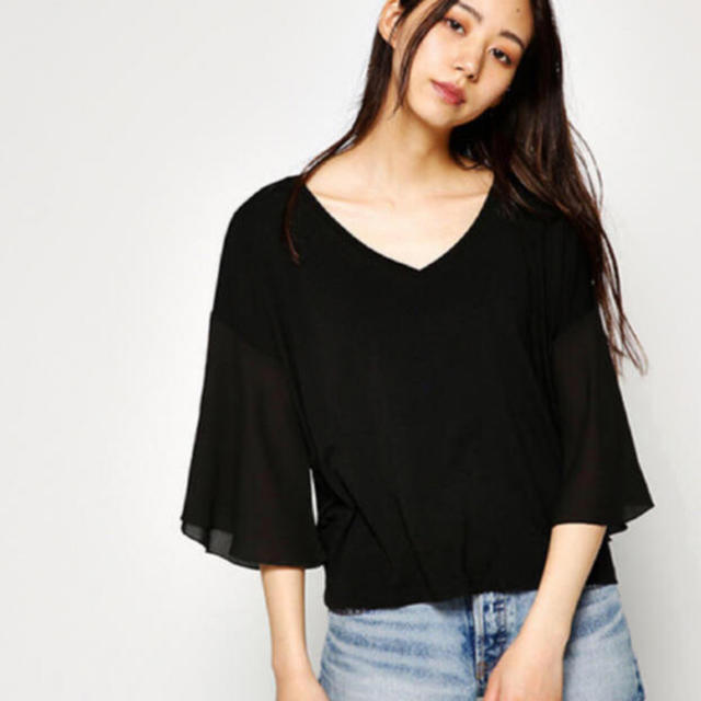 moussy(マウジー)のmoussy 新品♡ シフォン コンビ Tシャツ ♡ レディースのトップス(Tシャツ(長袖/七分))の商品写真