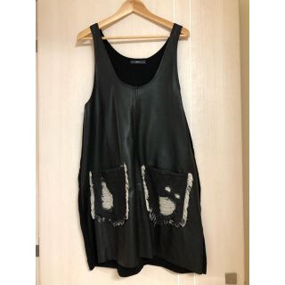 ザラ(ZARA)のZARA レザーニットサロペット(サロペット/オーバーオール)