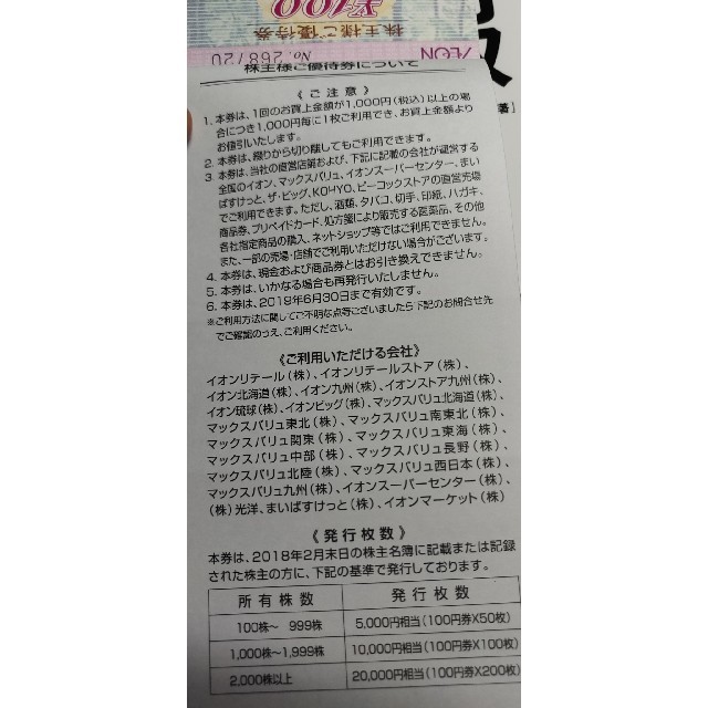 イオン株主優待　100円券　45枚 チケットの優待券/割引券(ショッピング)の商品写真