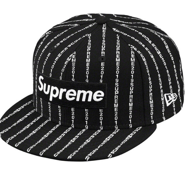 Supreme Text Stripe New Era Cap 7 5/8 黒メンズ