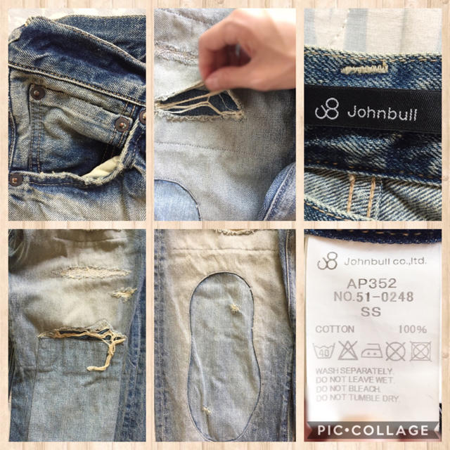 JOHNBULL(ジョンブル)のJOHNBULL ジョンブル パッチワークダメージハイウエストデニム SS レディースのパンツ(デニム/ジーンズ)の商品写真