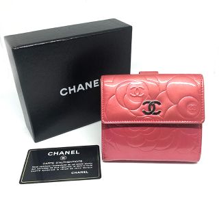 シャネル(CHANEL)のシャネル   折財布 Wホック エナメル ピンク(財布)