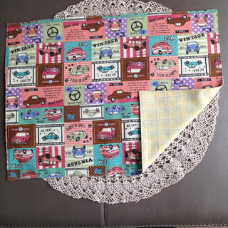 ランチョンマット ハンドメイド 車ピンク(その他)