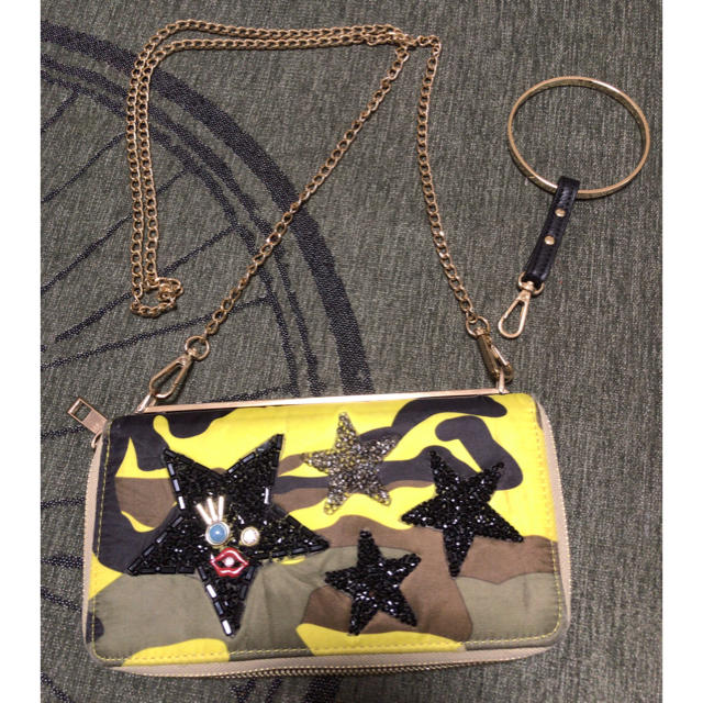 チェーンウォレット 長財布 迷彩 キラキラ 2way レディースのファッション小物(財布)の商品写真