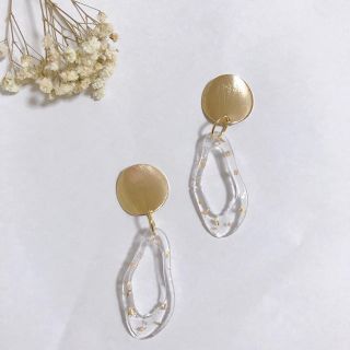 不規則サークル 金箔 ピアス  イヤリング(イヤリング)