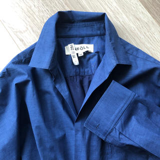 ENFOLD ロングスキッパー シャツワンピース ネイビーシャツ/ブラウス(長袖/七分)