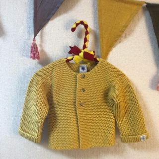 プチバトー(PETIT BATEAU)のプチバトー ガーター編み ニット カーディガン(カーディガン/ボレロ)