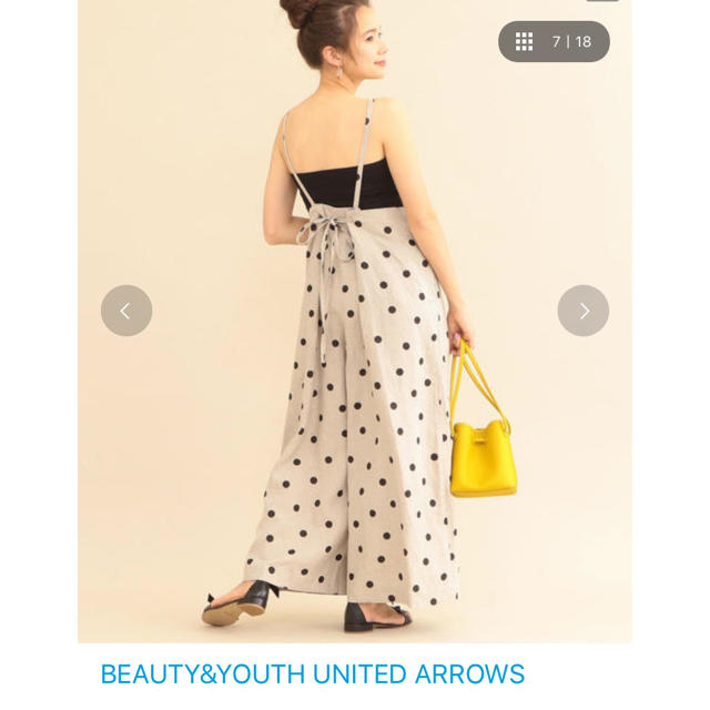 BEAUTY&YOUTH UNITED ARROWS(ビューティアンドユースユナイテッドアローズ)の予約完売 リネンドットキャミソールサロペット レディースのパンツ(オールインワン)の商品写真