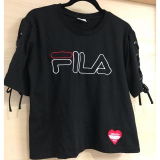 ピンクラテ(PINK-latte)のFILA pinklatte 袖編み上げTシャツ(Tシャツ(半袖/袖なし))