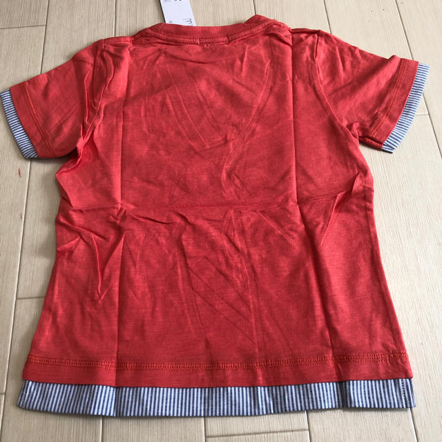 GU(ジーユー)のジーユー レイヤードデザインT 110 新品 サーモンピンク キッズ/ベビー/マタニティのキッズ服女の子用(90cm~)(Tシャツ/カットソー)の商品写真