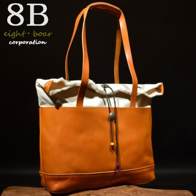 ◆牛本革×帆布 自立式口折れトートバッグ ネイティブ ブラウン◆茶b40