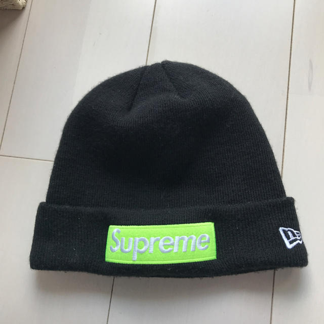 17fw supreme box logo beanie ブラック - ニット帽/ビーニー