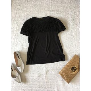 ドゥロワー(Drawer)の美品☆Drawer☆ドゥロワー☆フリルカットソー Tシャツ ブラック 1(カットソー(半袖/袖なし))