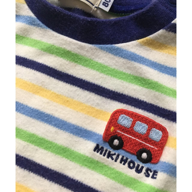 mikihouse(ミキハウス)のミキハウス  ロンT 車 バス 80 ボーダー キッズ/ベビー/マタニティのベビー服(~85cm)(Ｔシャツ)の商品写真