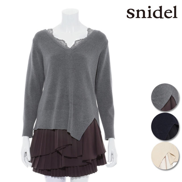 SNIDEL(スナイデル)のレースインニットコンビワンピース♡ レディースのワンピース(ミニワンピース)の商品写真