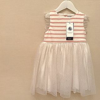 プチバトー(PETIT BATEAU)の☆プチバトー 19SS セール☆マリニエールチュールワンピース 36m (ワンピース)