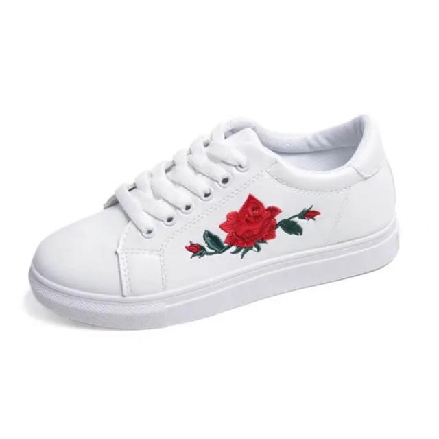 花柄刺繍スニーカー40 白 レディースの靴/シューズ(スニーカー)の商品写真