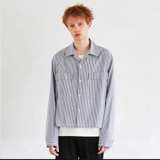 Wide Sleeve Open Collar Shirt (Stripe)(シャツ)