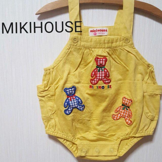 mikihouse(ミキハウス)の美品★オールド レトロ ★ ミキハウス クマ ワッペン だるまオール 日本製 キッズ/ベビー/マタニティのベビー服(~85cm)(ロンパース)の商品写真