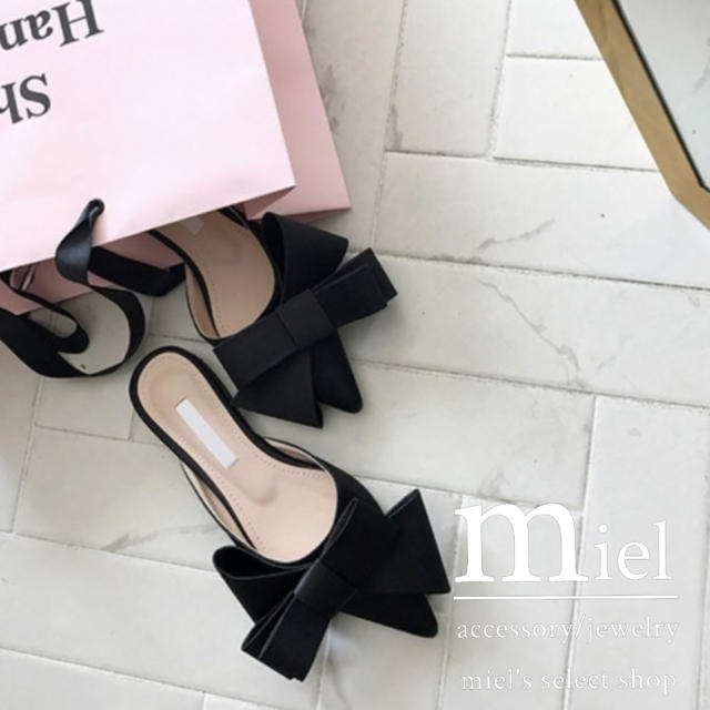 Mila Owen(ミラオーウェン)の 《3colour》ribbon flat mule/フラット ミュール レディースの靴/シューズ(ミュール)の商品写真